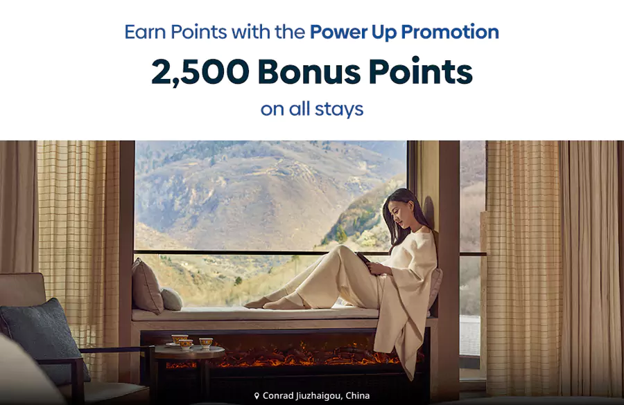 希尔顿2024年Q3活动，每次入住可获得2500点