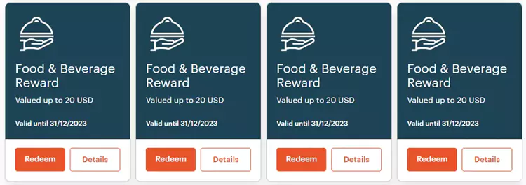账户中已经领取的餐饮抵用券
