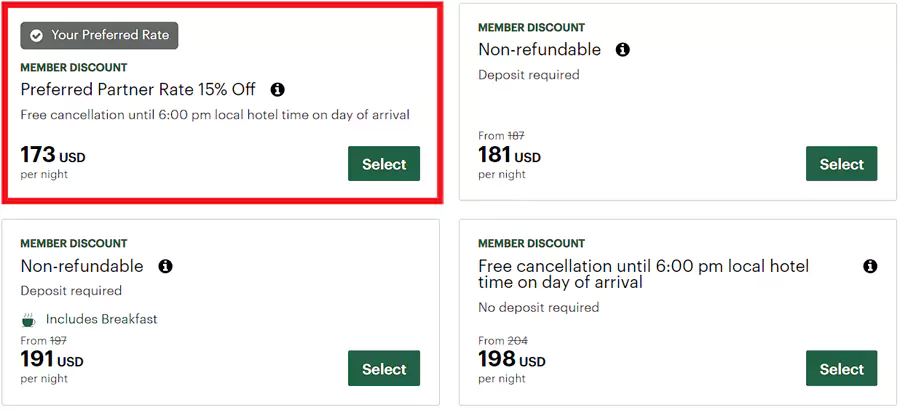 IHG x Mastercard 中东、非洲85折,房价示例1 IHG x Mastercard 中东、非洲85折,房价示例1