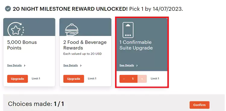 IHG进阶奖赏(里程碑奖励)选项 IHG进阶奖赏(里程碑奖励)选项