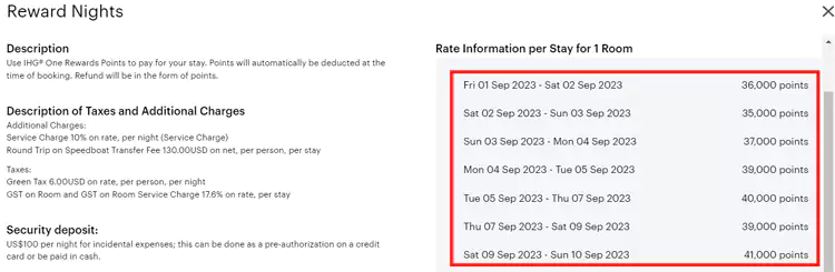 查询 IHG 积分房,显示每日房价 查询 IHG 积分房,显示每日房价