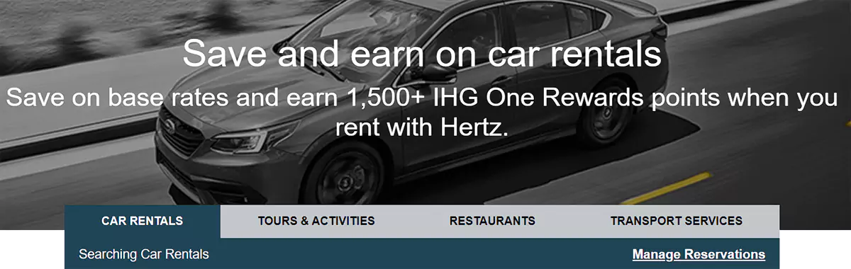 通过IHG Trip Extras 预订各类产品可获得定级积分