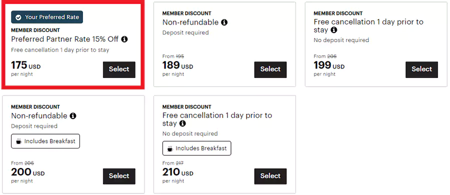 Visa信用卡持卡人预订中东非洲IHG酒店可享85折,房价示例 Visa信用卡持卡人预订中东非洲IHG酒店可享85折,房价示例
