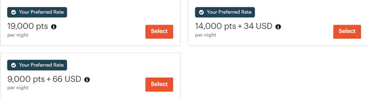 用积分预订和C+P方式预订
