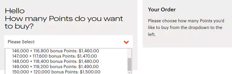 IHG购买积分，选择购买数量