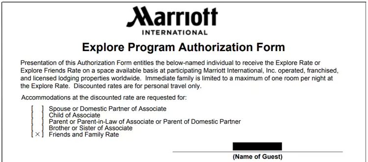 万豪探索房价授权书 万豪探索房价授权书