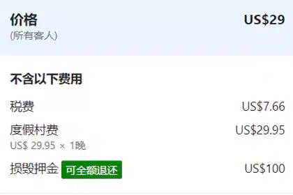 拉斯维加斯某家酒店收取的度假费