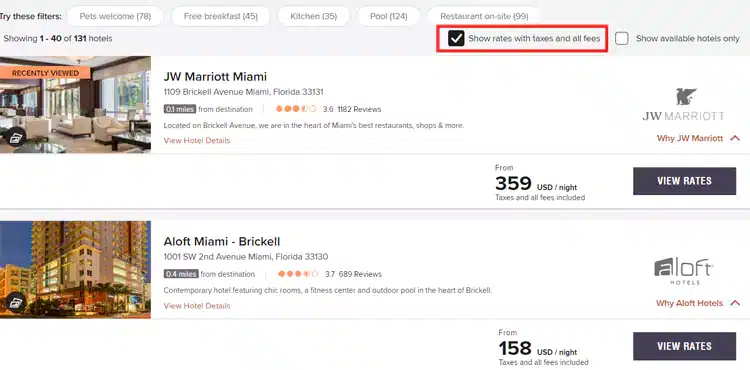 预定酒店时显示税后价