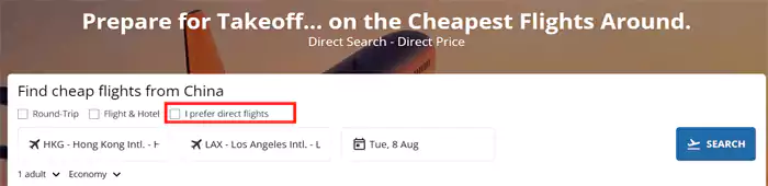 Airfarewatchdog选直飞