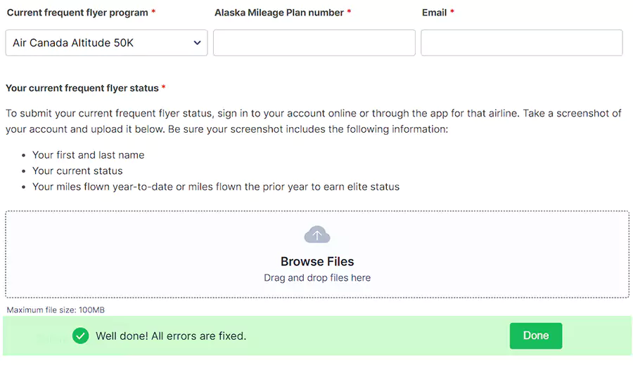 阿拉斯加航空 Status Match 匹配流程