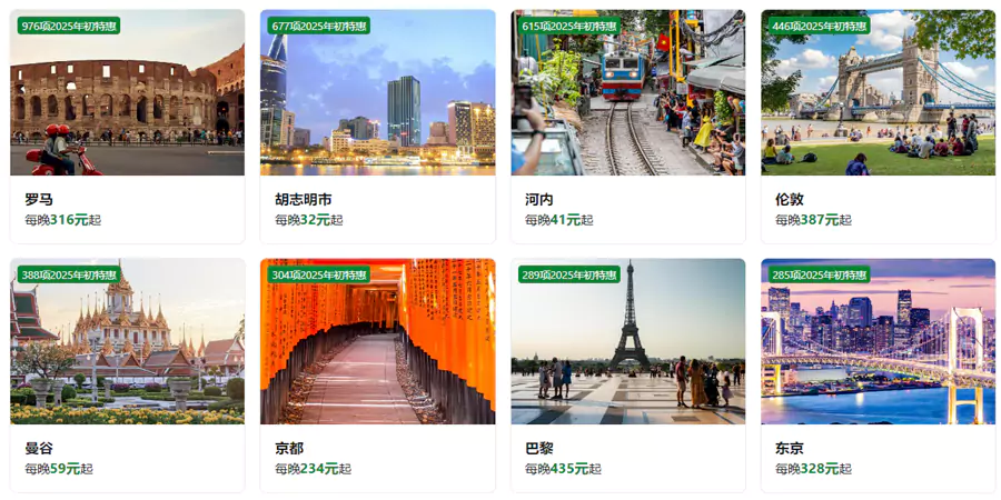 参与 Booking 年初特惠的主要城市 参与 Booking 年初特惠的主要城市