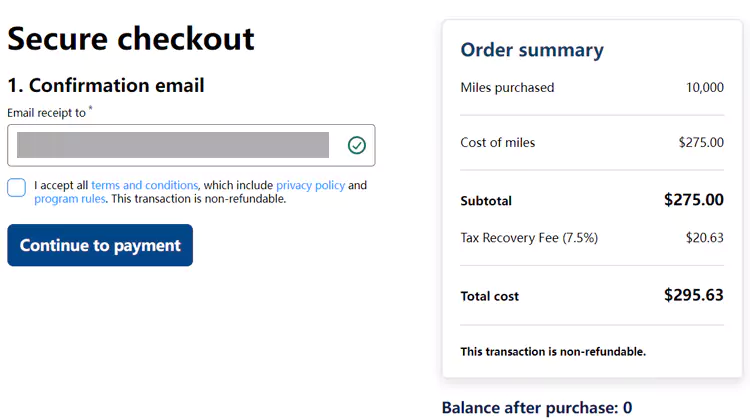 确认购买的信息，左侧栏目里会显示你接收账单的邮箱，右侧会再次显示最终的结算价格（加了7.5%的税）