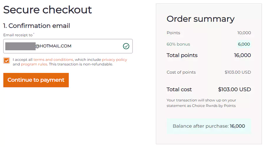 Choice 积分购买教学，确认购买信息