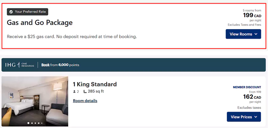 入住 IHG 加拿大酒店,每晚可获得 25 UAD Esso 油卡,房价比较 入住 IHG 加拿大酒店,每晚可获得 25 UAD Esso 油卡,房价比较