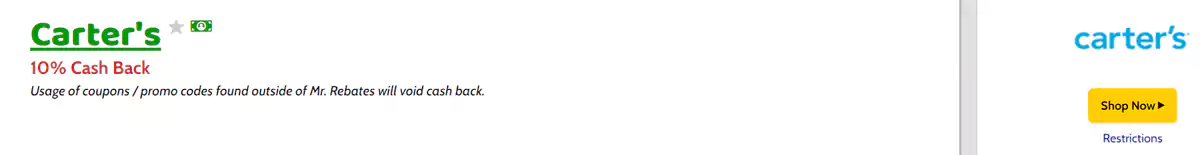 carter's在mrrebates上返现比例 carter's在mrrebates上返现比例