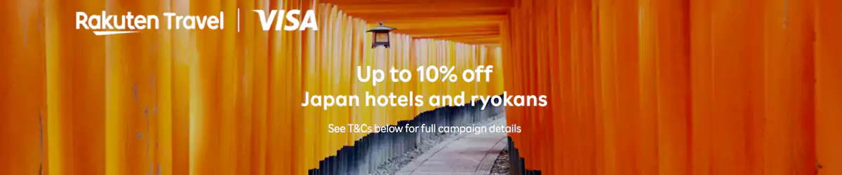 乐天旅游 x Visa 信用卡优惠码，日本订房低至9折
