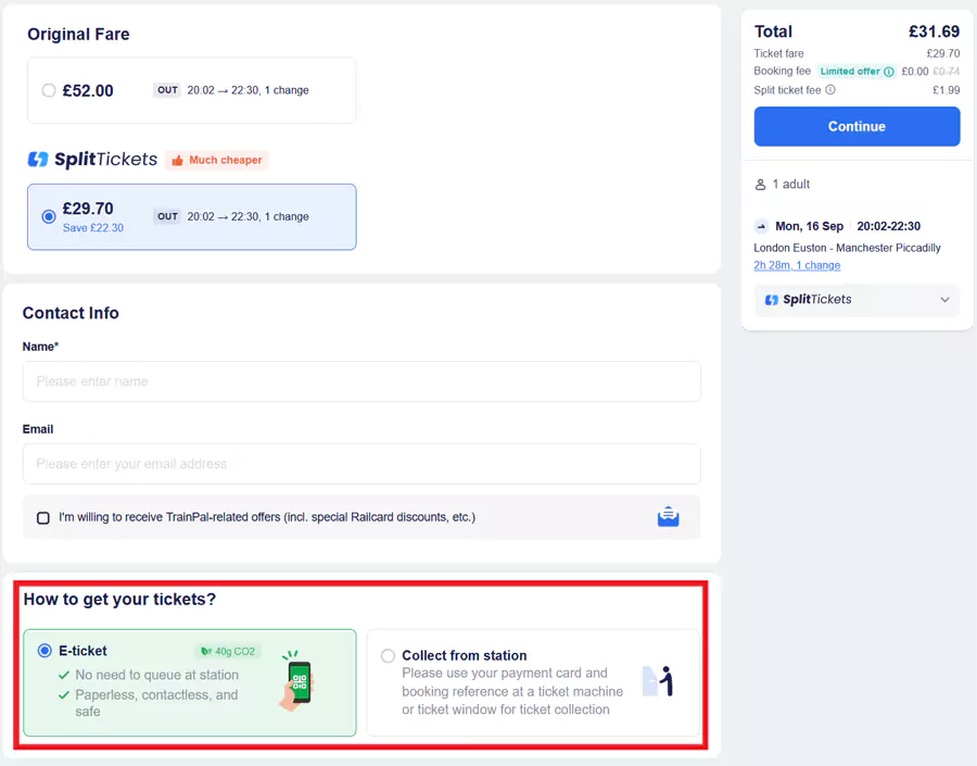 TrainPal 购买火车票，填写联系信息