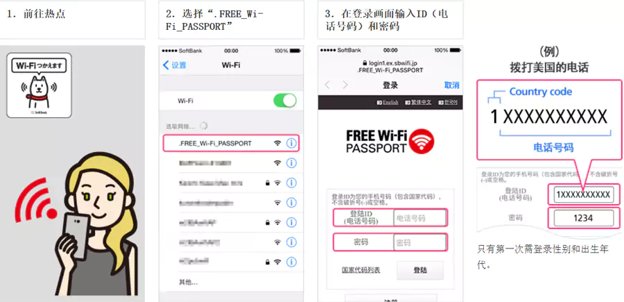 连接软银的免费wifi