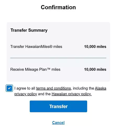 夏威夷航空里程转为阿拉斯加航空里程,确认转换数据 夏威夷航空里程转为阿拉斯加航空里程,确认转换数据