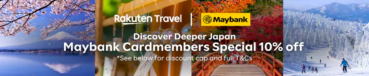 Rakuten Travel x Maybank 优惠码：新马用户预订日本住宿可享92折优惠
