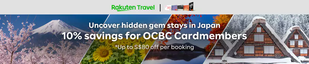 Rakuten Travel x OCBC 优惠码：新加坡用户预订日本住宿可享9折优惠
