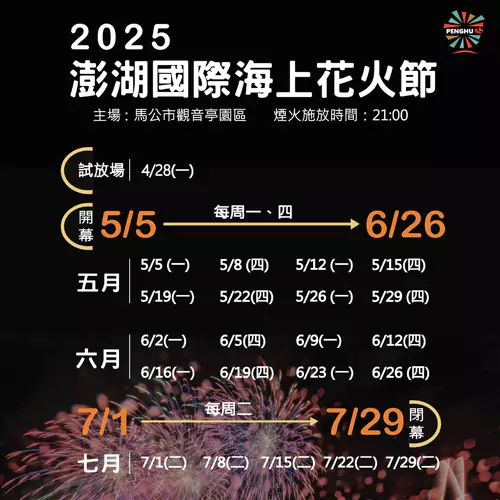 2025澎湖花火节日程表 2025澎湖花火节日程表