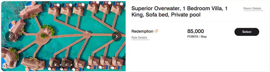 马尔代夫w用85k积分兑换的为水屋 马尔代夫w用85k积分兑换的为水屋