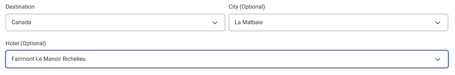 本次活动预订时,按国家和城市直接选择酒店 本次活动预订时,按国家和城市直接选择酒店