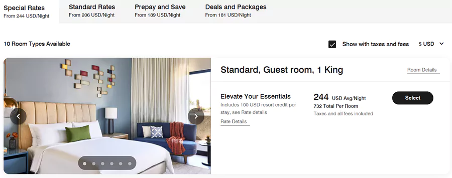 预订美洲万豪度假村3晚以上，可以获得最高每晚100美元消费额，活动房价