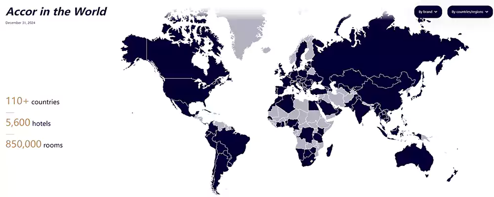 雅高集团旗下的酒店分布 雅高集团旗下的酒店分布