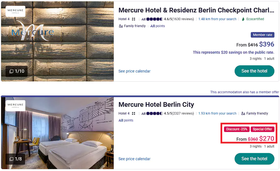 预订欧洲、非洲酒店3晚以上可享65折,房价示例 预订欧洲、非洲酒店3晚以上可享65折,房价示例