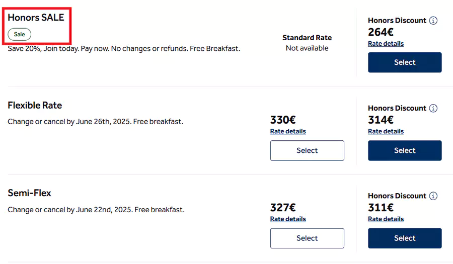 预订英国及爱尔兰希尔顿酒店可享8折优惠，房价示例