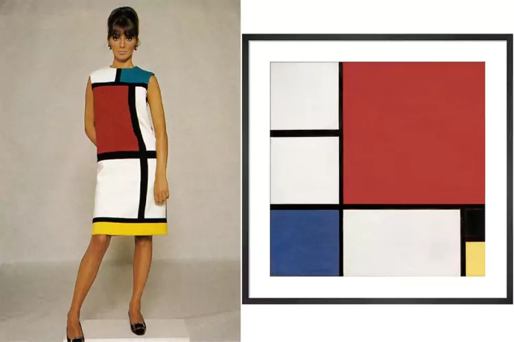 雅高梦卓恩酒店以风格派艺术大使蒙德里安命名,此图为蒙德里安经典作品以及YSL以此图为灵感设计的连衣裙