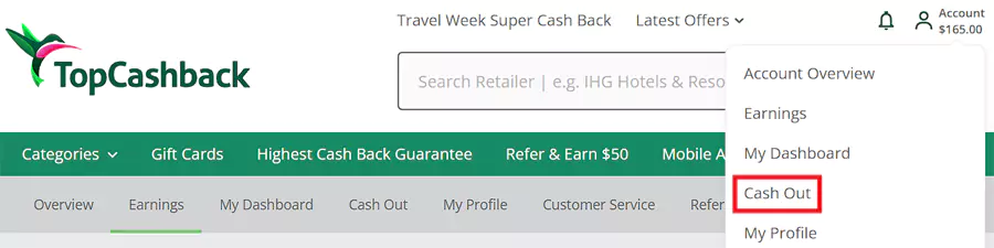 在我的账户“Cash Out”,点“Cash out”提取返现 在我的账户“Cash Out”,点“Cash out”提取返现