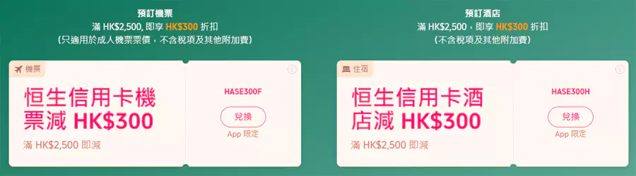Trip.com x 恒生银行优惠码总计有两个