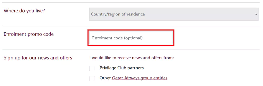 注册会员时,在这里填入优惠代码,下次旅行就可以收到奖励里程 注册会员时,在这里填入优惠代码,下次旅行就可以收到奖励里程