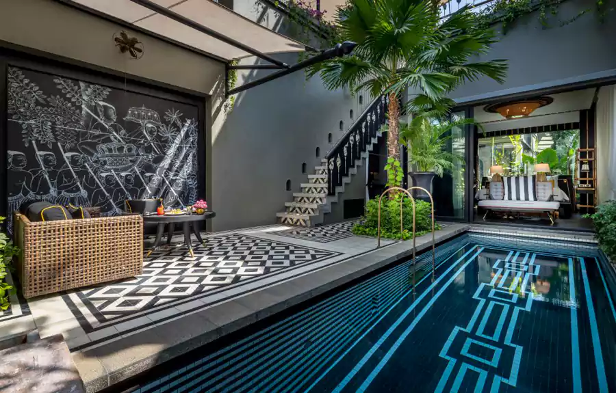 本斯利泳池别墅双床房