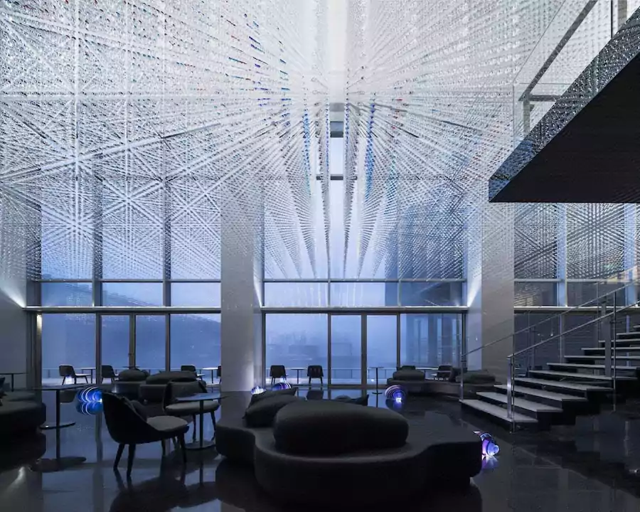 大堂,24 万颗亚克力水晶如星河流淌 大堂,24 万颗亚克力水晶如星河流淌