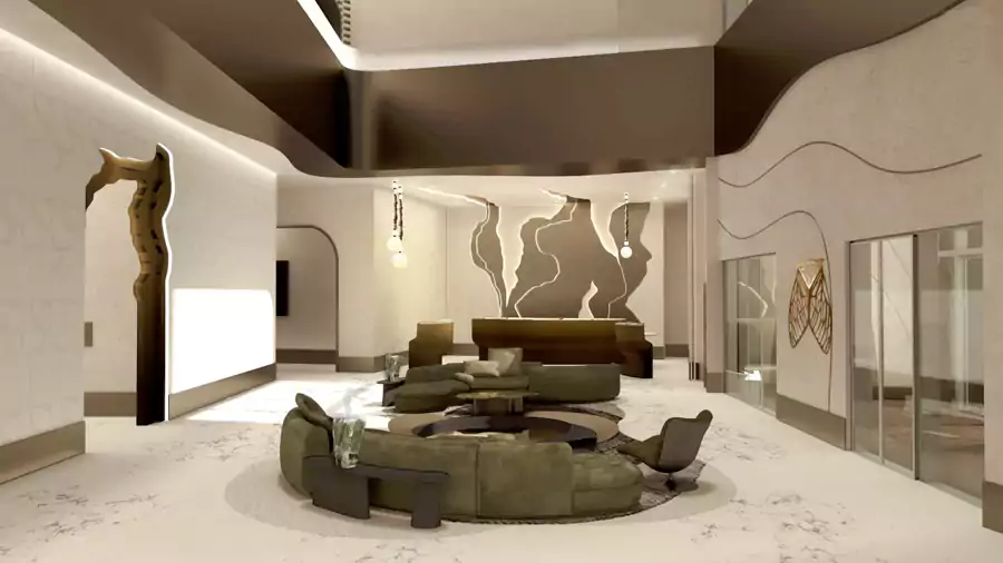 落地窗外的城市景观成为最佳佐餐