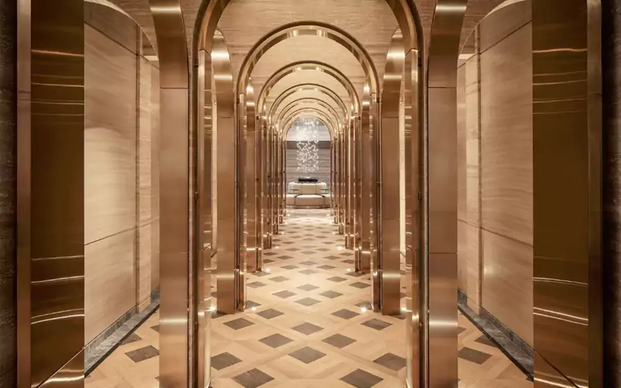 铂金色的拱顶天花板像撒了一层星光