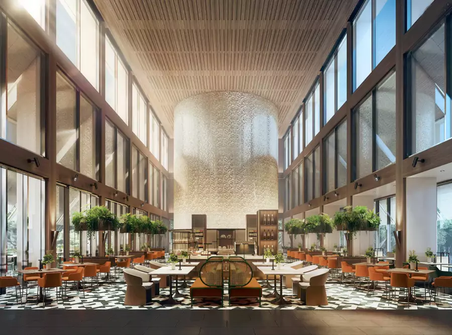 森林露台的镜面穹顶下,看灯光映着藤蔓的影子;也可以在海滩露台的沙发上,吹着高空的晚风 森林露台的镜面穹顶下,看灯光映着藤蔓的影子;也可以在海滩露台的沙发上,吹着高空的晚风