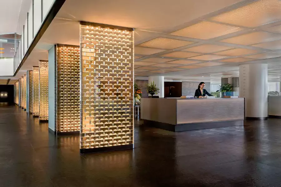 16 座垂直玻璃砖屏风由设计师卢志荣打造