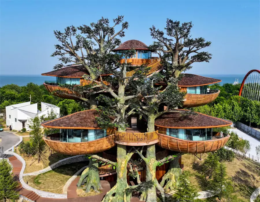 散落在林间的彩色木屋 散落在林间的彩色木屋