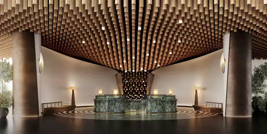 走进大堂就像闯入静谧的森林驿站，木质元素与自然色系交织