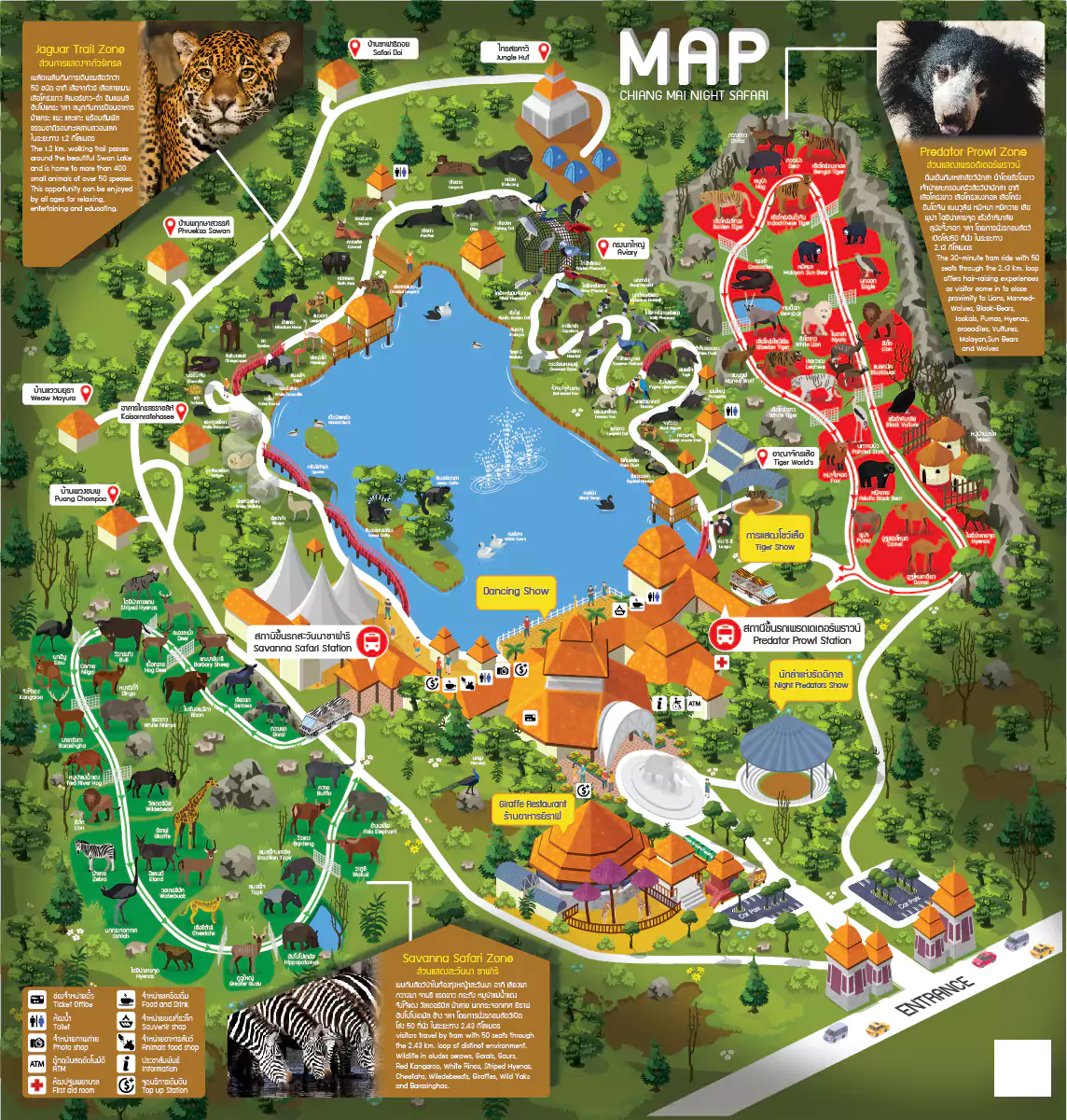 清迈夜间野生动物园地图 清迈夜间野生动物园地图
