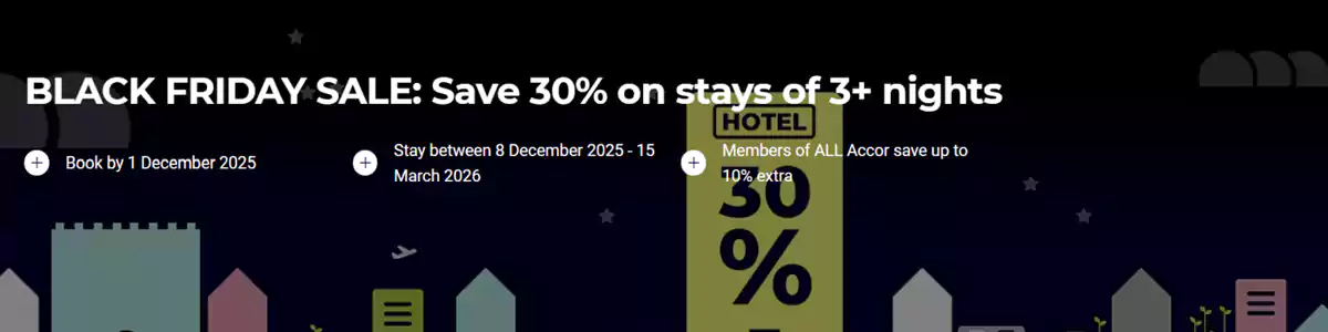 雅高Accor活动：2025年黑五，预订欧洲、北非酒店可享6-7折优惠