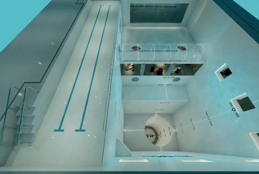 馆内 42 米恒温深潜池堪称天花板配置