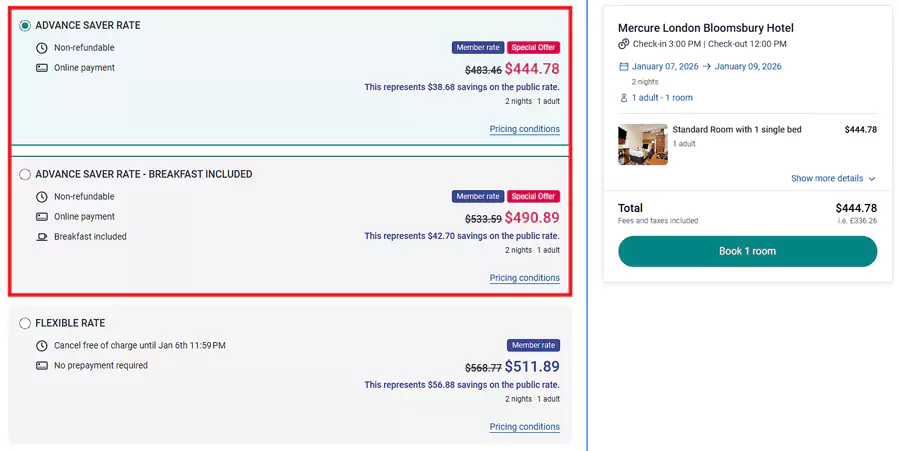 预订带有“Advance Saver rate”的价格就可以获得奖励